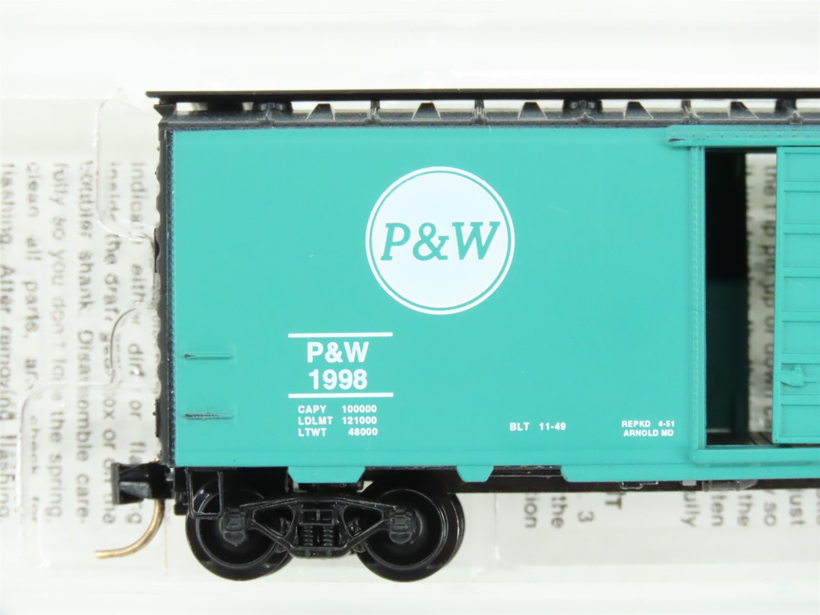 N Scale Micro-Trains MTL Special Run P&W Potomac & Western Box Car #1998
