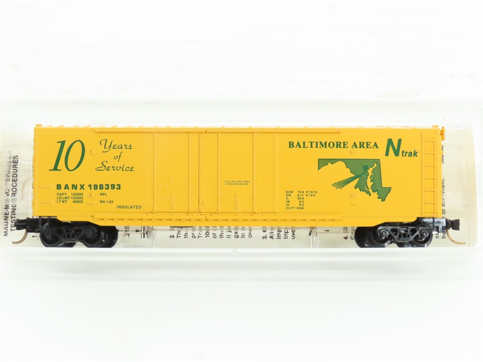 N Micro-Trains MTL Special Run BANX Baltimore Area Ntrak 10 Years Box Car 198393