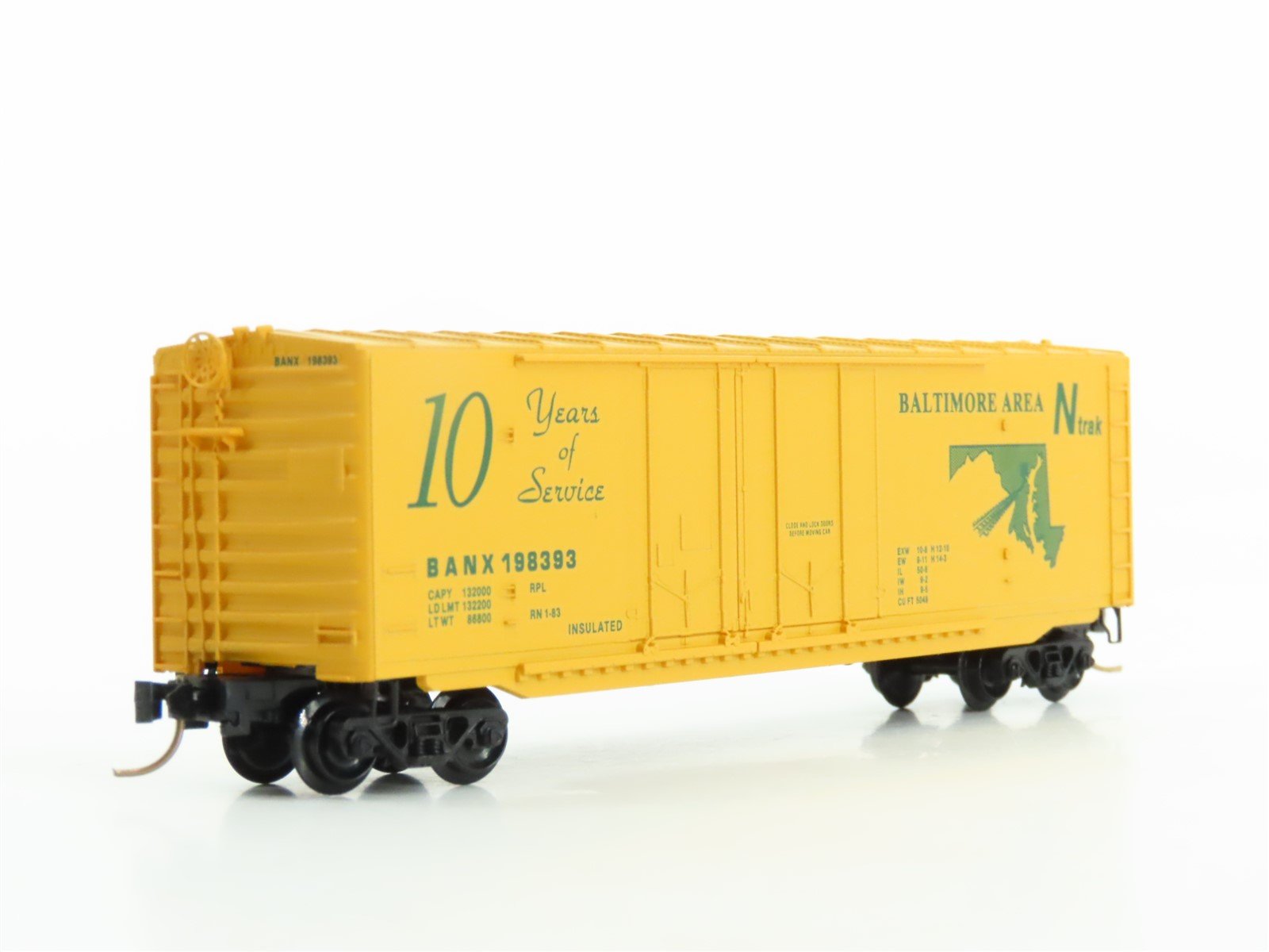 N Micro-Trains MTL Special Run BANX Baltimore Area Ntrak 10 Years Box Car 198393