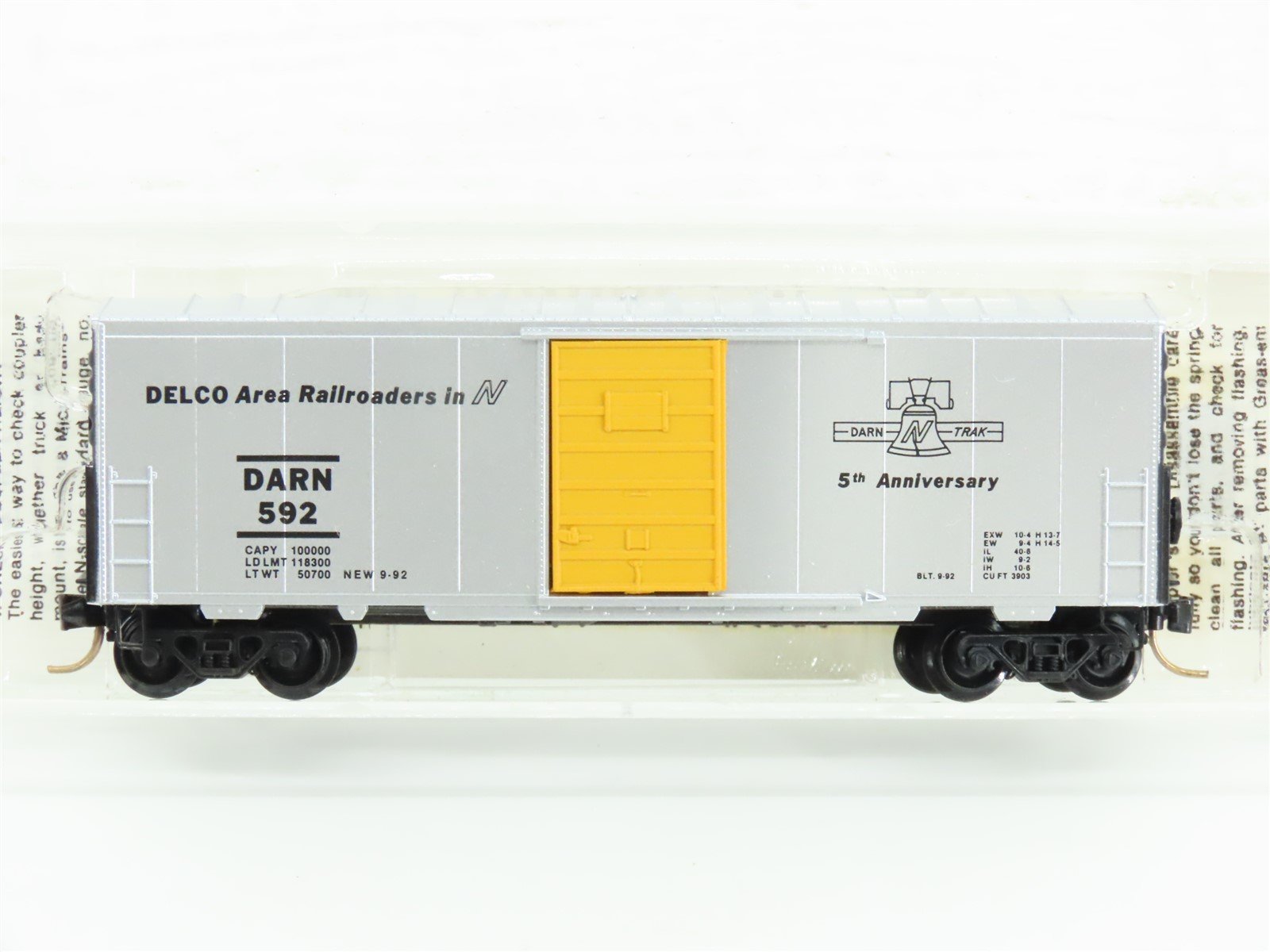 N Scale Micro-Trains MTL Special Run DARN Ntrak 5th Anniversary Box Car #592