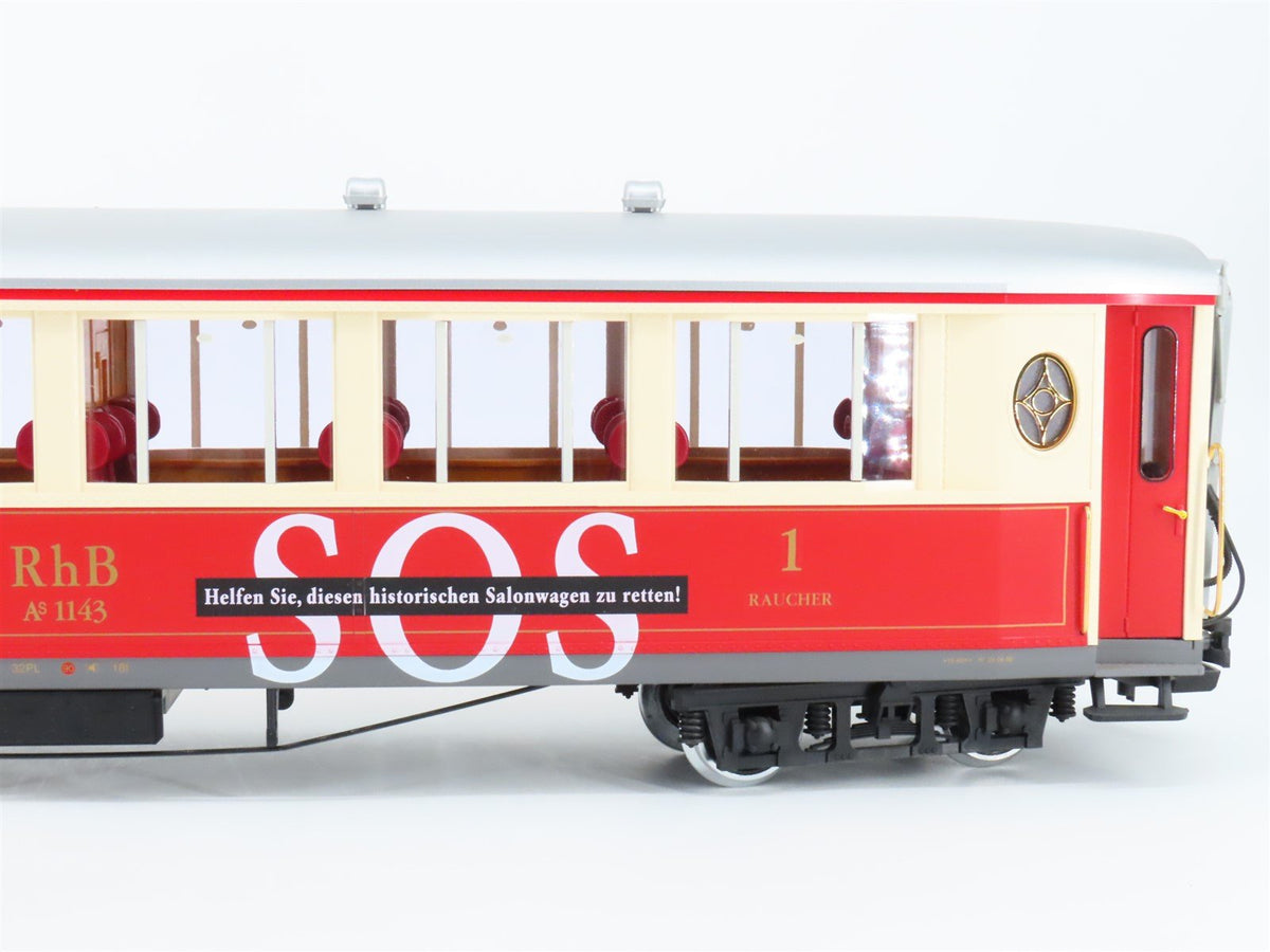 G Scale LGB 30653 RhB Nichtraucher Passenger Car #1143 w/ Lights