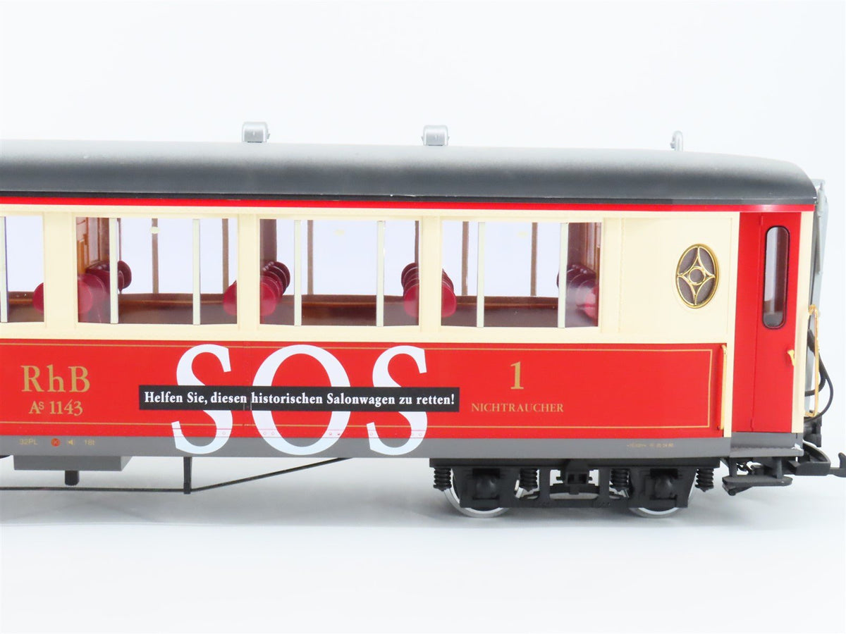 G Scale LGB 30653 RhB Nichtraucher Passenger Car #1143 w/ Lights
