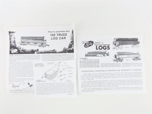 HO Scale Kadee Kit #103 Undecorated Truss Log Car w/ Logs