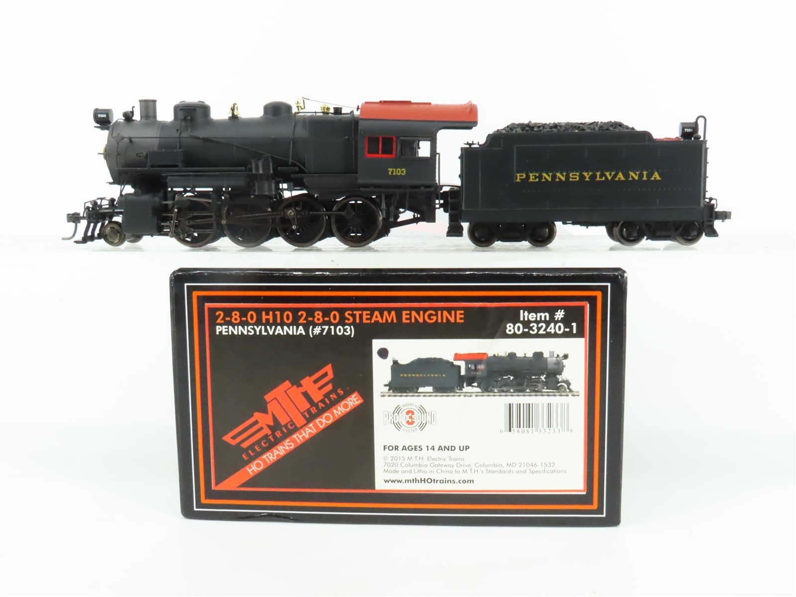 HO Scale MTH 80-3240-1 PRR Pennsylvania 2-8-0 H10 Steam #7103 w/ DCC & Sound