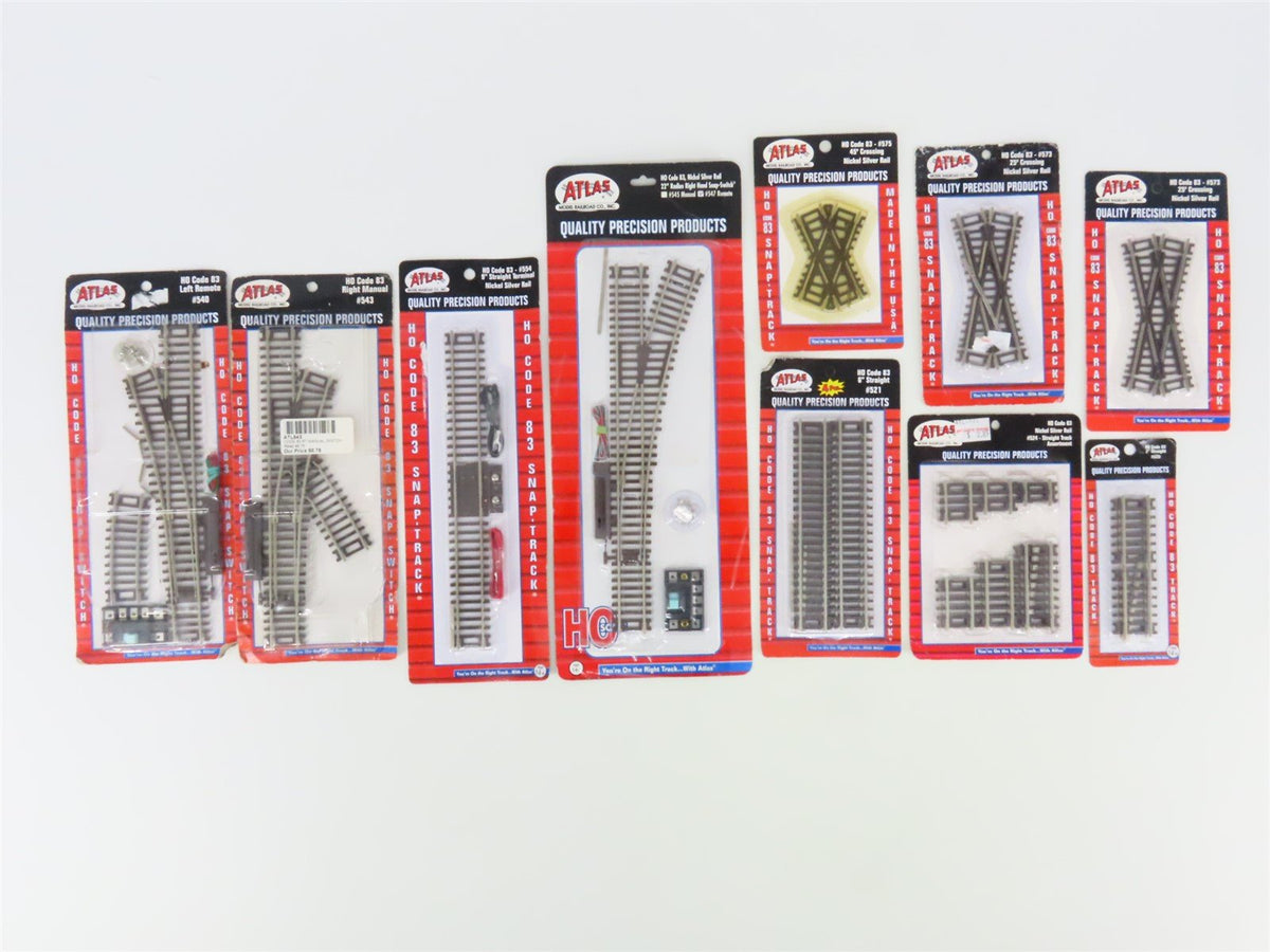 LOT of 10 Packs of HO Scale Atlas Code 83 Assorted Nickel Silver Track