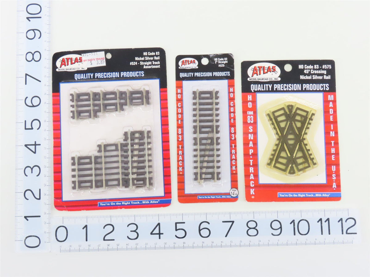 LOT of 10 Packs of HO Scale Atlas Code 83 Assorted Nickel Silver Track