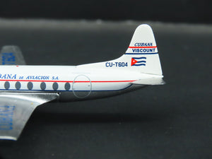 1:400 Scale Aero Classics AC19255 Die-Cast Cubana Viscount 755D Aircraft CU-T604