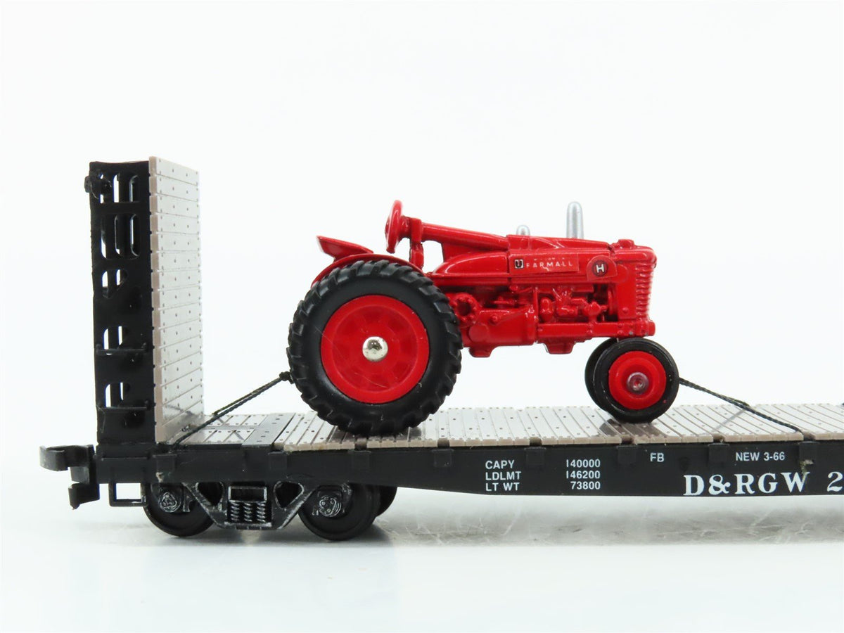 HO Scale Walthers D&amp;RGW Rio Grande Flat Car #22700 w/ Custom Tractor Load