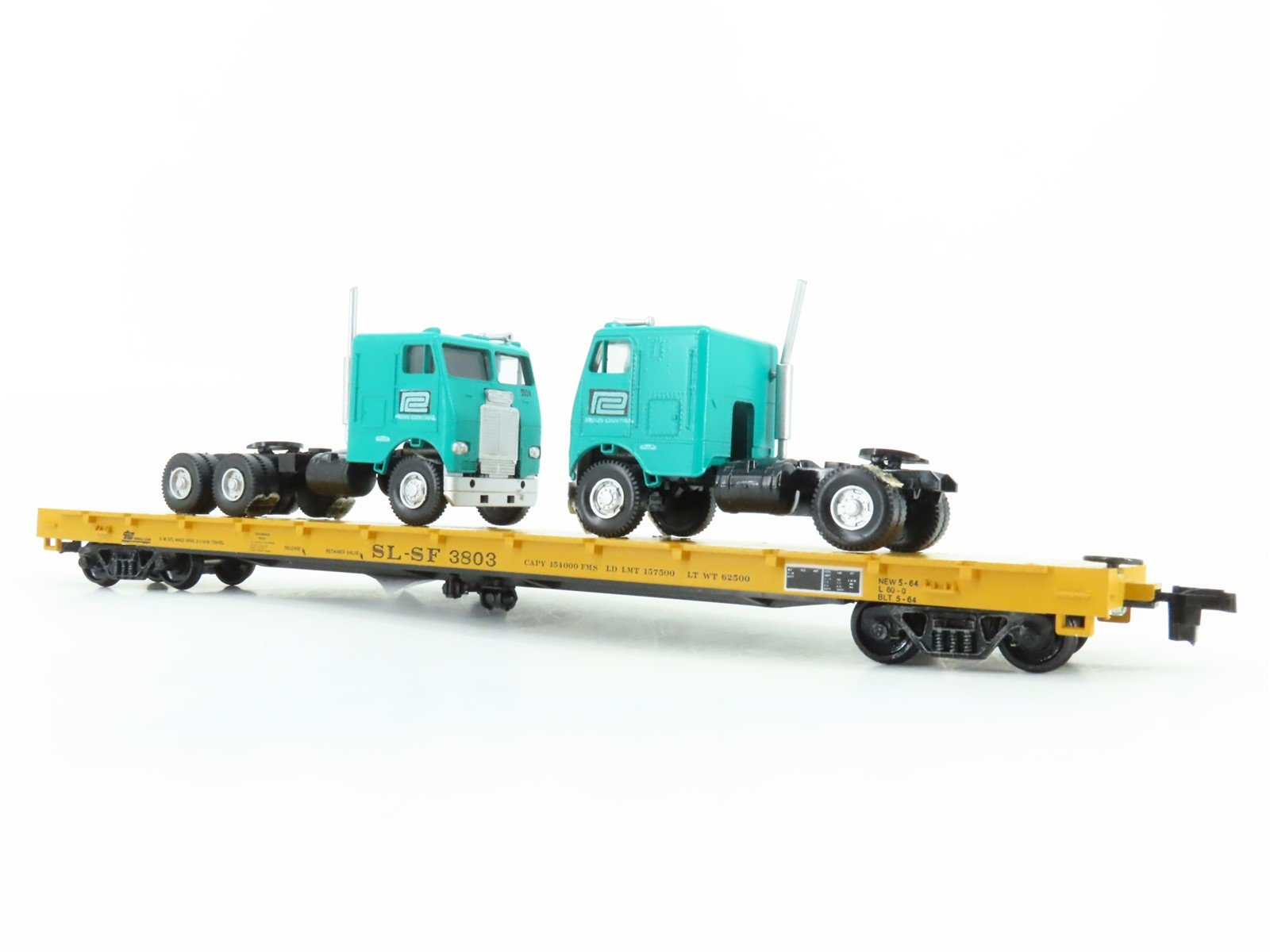 HO Scale Athearn SL-SF Frisco Railroad Flat Car #3803 w/ Custom Tractor Load