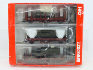 HO Scale Fleischmann 580909 DB German Flat Cars 3-Pack w/ Military Vehicle Loads
