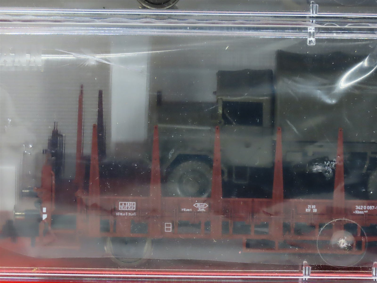 HO Scale Fleischmann 580909 DB German Flat Cars 3-Pack w/ Military Vehicle Loads