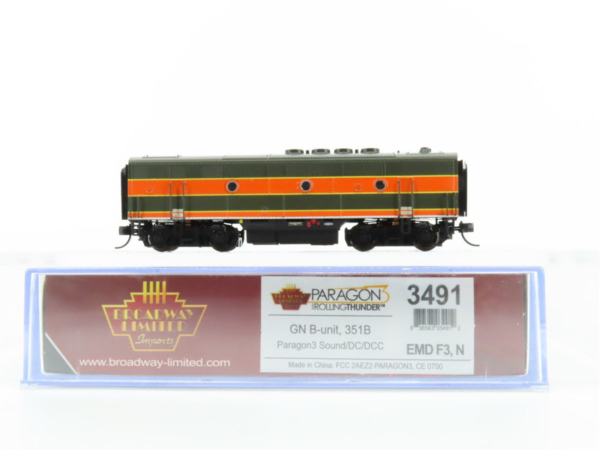 N Scale Broadway Limited BLI 3491 GN Railway EMD F3 Diesel #351B w/ DCC &amp; Sound