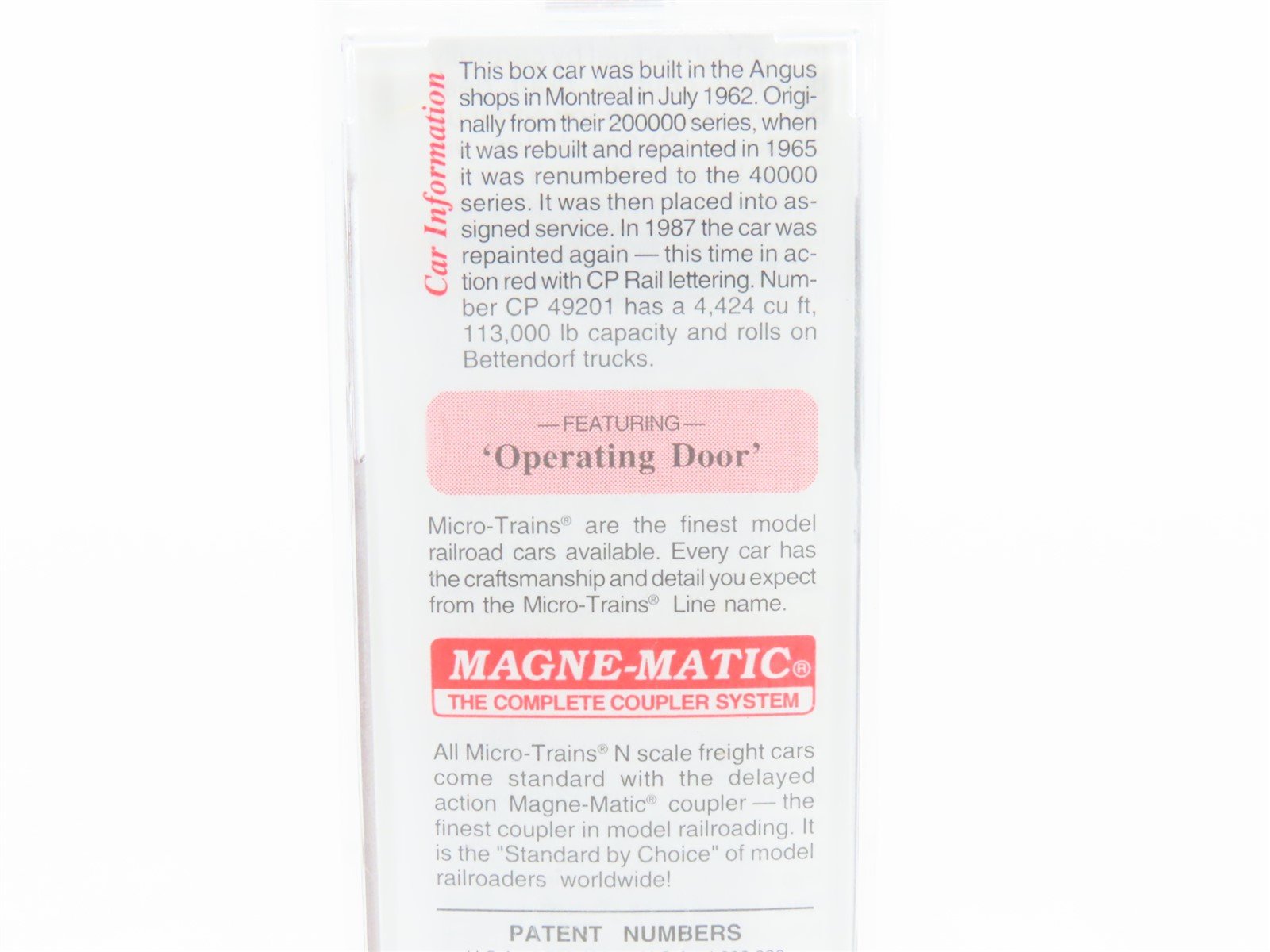 N Scale Micro-Trains MTL 33140 CP Canadian Pacific 50' Box Car #49201