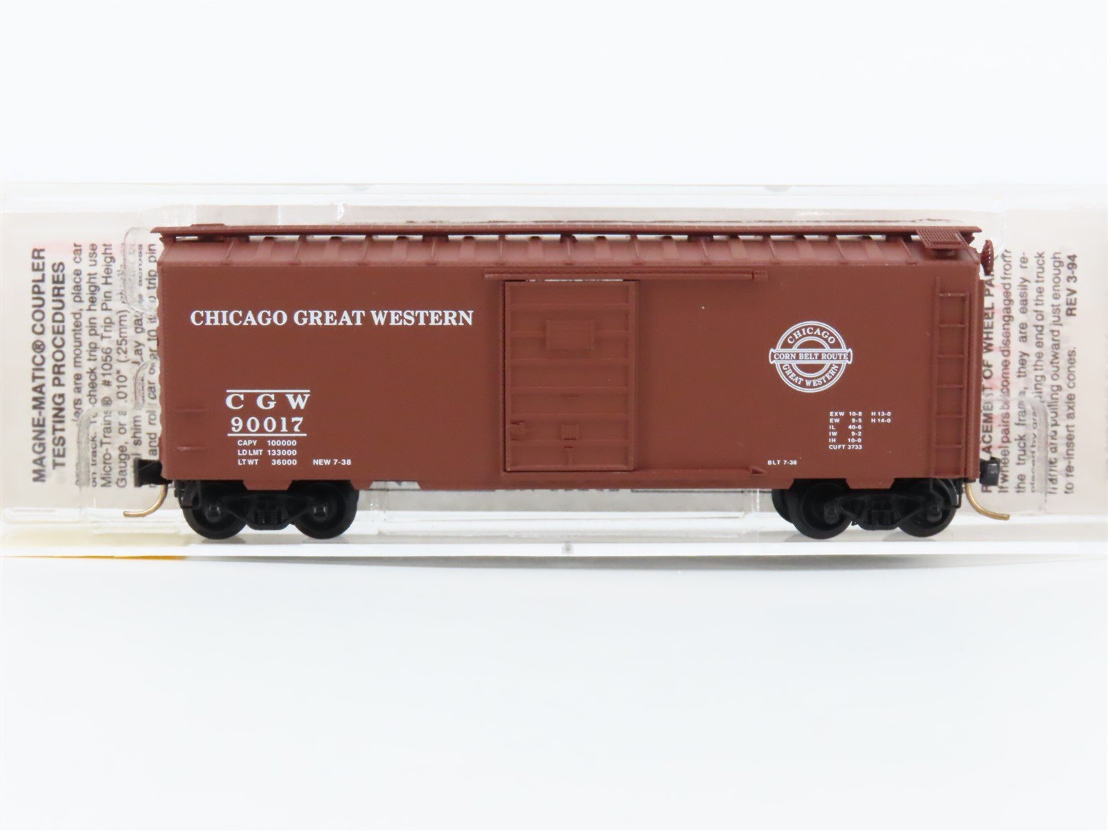 N Scale Micro-Trains MTL 20950 CGW Corn Belt Route 40' Single Door Boxcar #90017