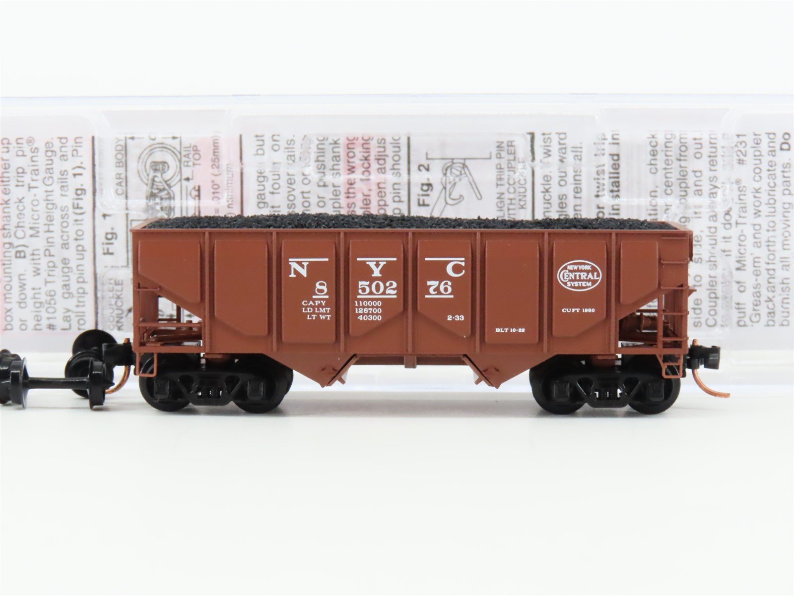 N Scale Micro-Trains MTL 08500022 NYC 33' USRA 2-Bay Hopper #850276 w/load