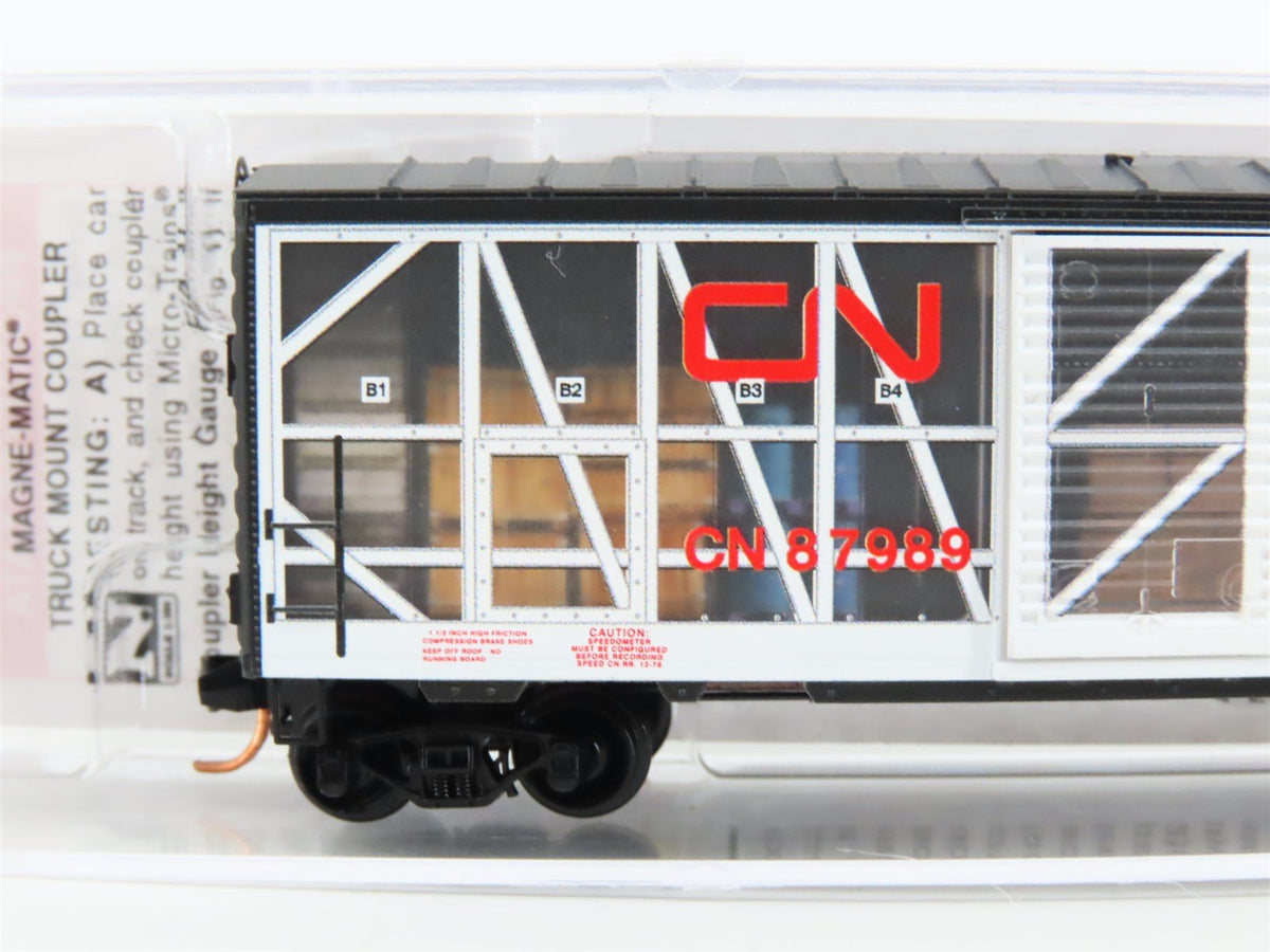 N Scale Micro-Trains MTL 07300250 CN Transparent 40&quot; Box Car #87989 W/ Load