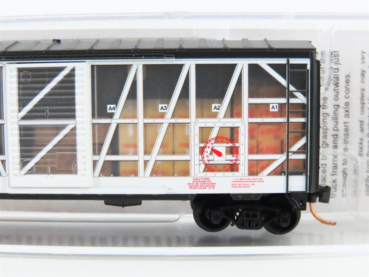 N Scale Micro-Trains MTL 07300250 CN Transparent 40&quot; Box Car #87989 W/ Load