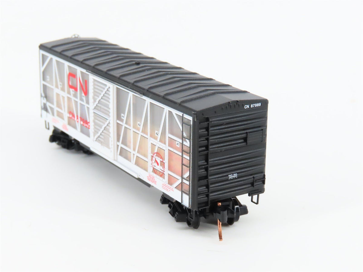 N Scale Micro-Trains MTL 07300250 CN Transparent 40&quot; Box Car #87989 W/ Load