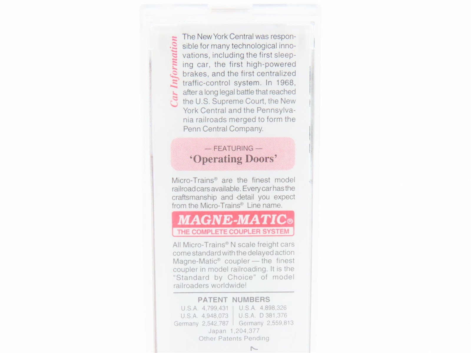 N Scale Micro-Trains MTL 34150 NYC New York Central 50' Double Door Boxcar 64490