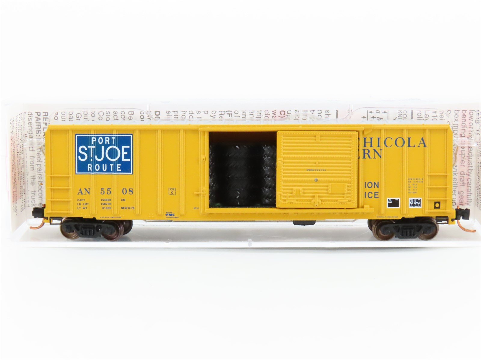 N Scale Micro-Trains MTL 02500580 AN Port St. Joe Route 50' Boxcar #5508 w/ Load