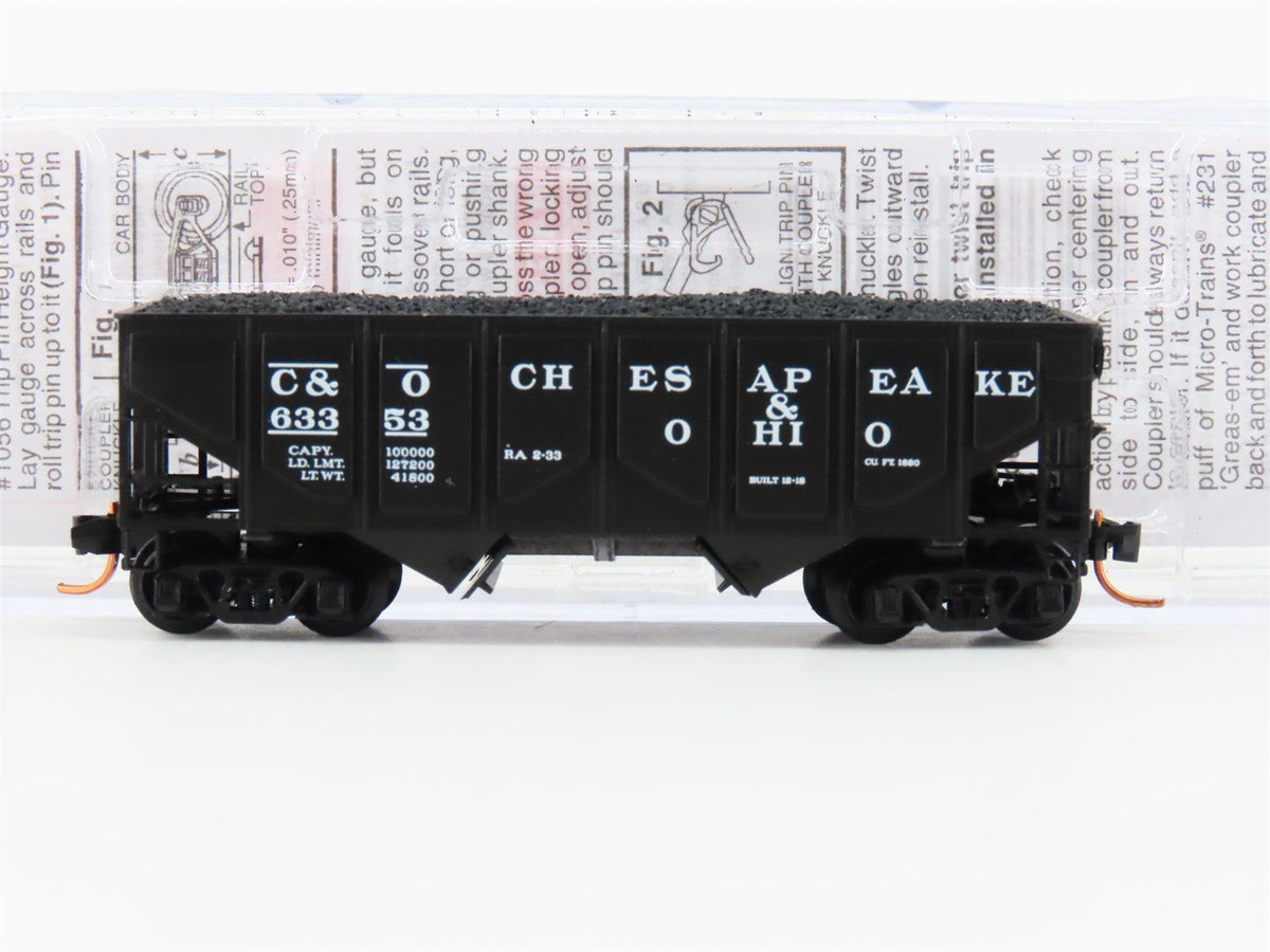 N Scale Micro-Trains MTL 08500040 C&amp;O 33&#39; USRA 2 Bay Hopper #63353 w/load