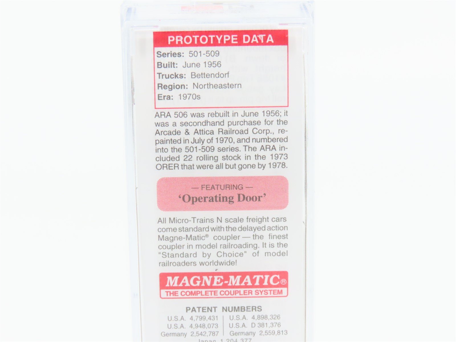 N Scale Micro-Trains MTL 02400330 ARA Arcade & Attica 40' Box Car 506