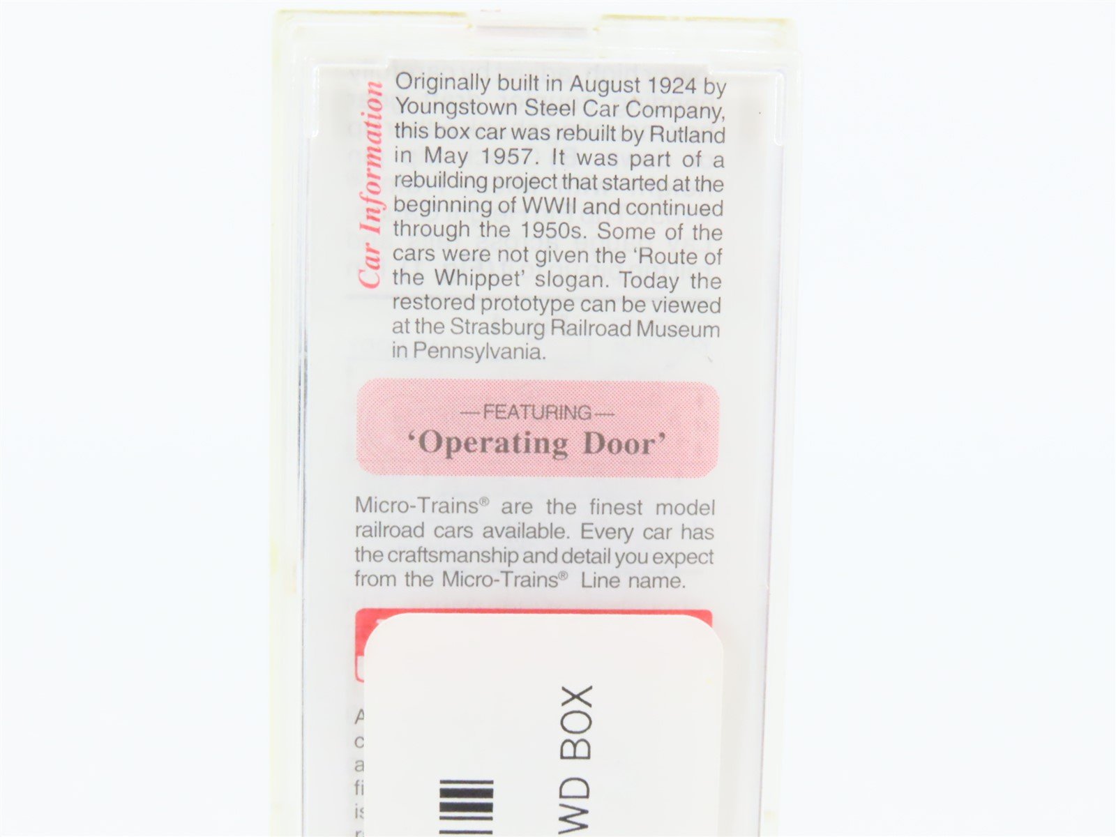 N Scale Micro-Trains MTL 39130 RUT Route Of The Whippet 40' Wood Box Car # 6043