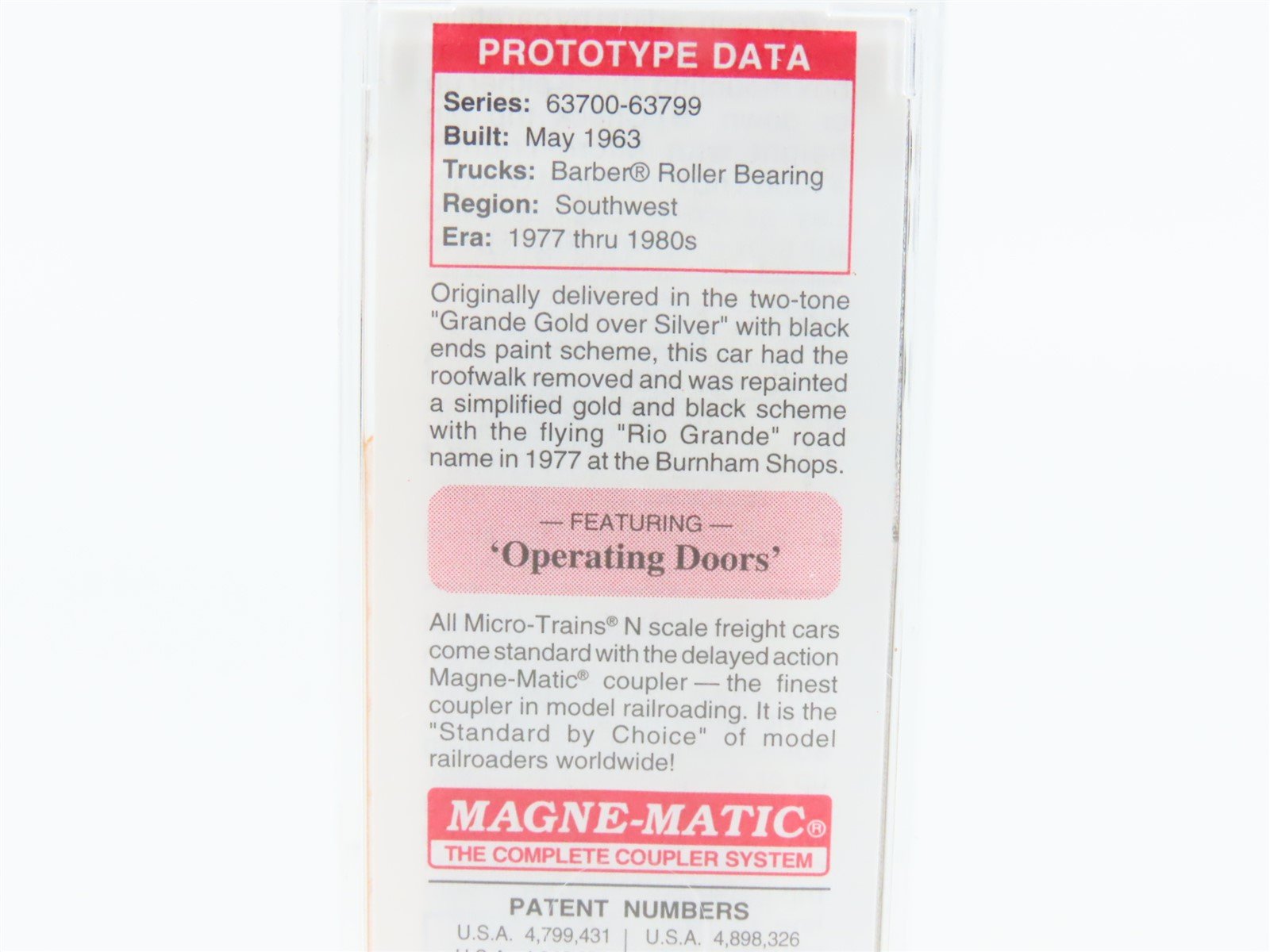 N Scale Micro-Trains MTL 37070 D&RGW Rio Grande 50' Box Car 63773