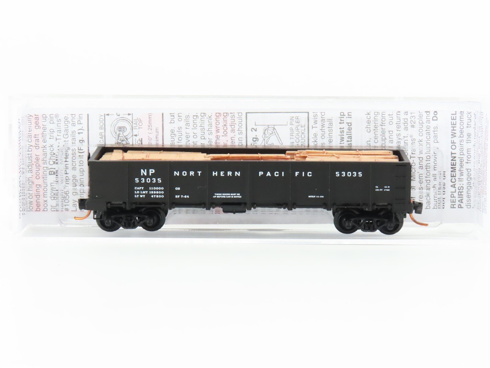 N Scale Micro-Trains MTL 08300041 NP Northern Pacific 40' Gondola #53035 w/load