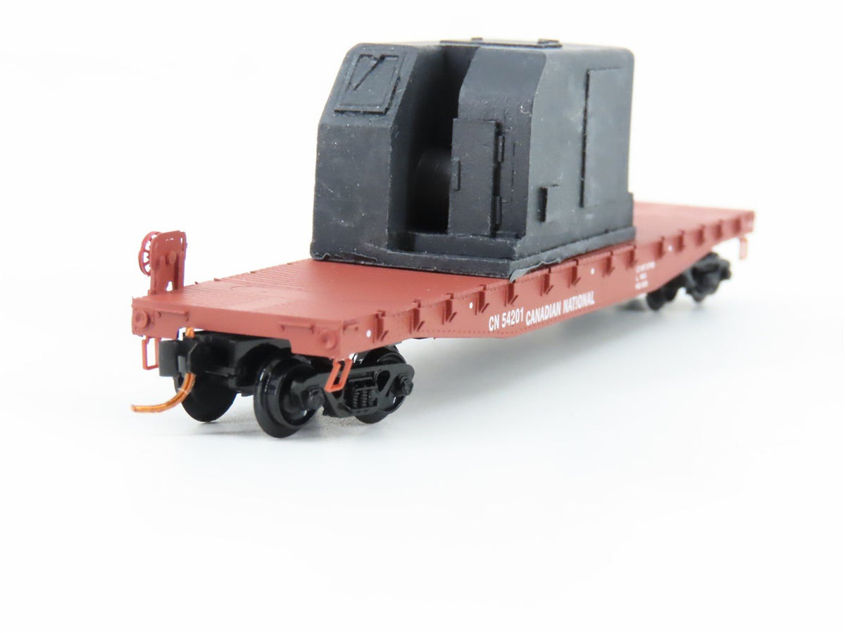 N Micro-Trains MTL 04500320 CN Canadian National 50&#39; Flat Car #54201 w/load