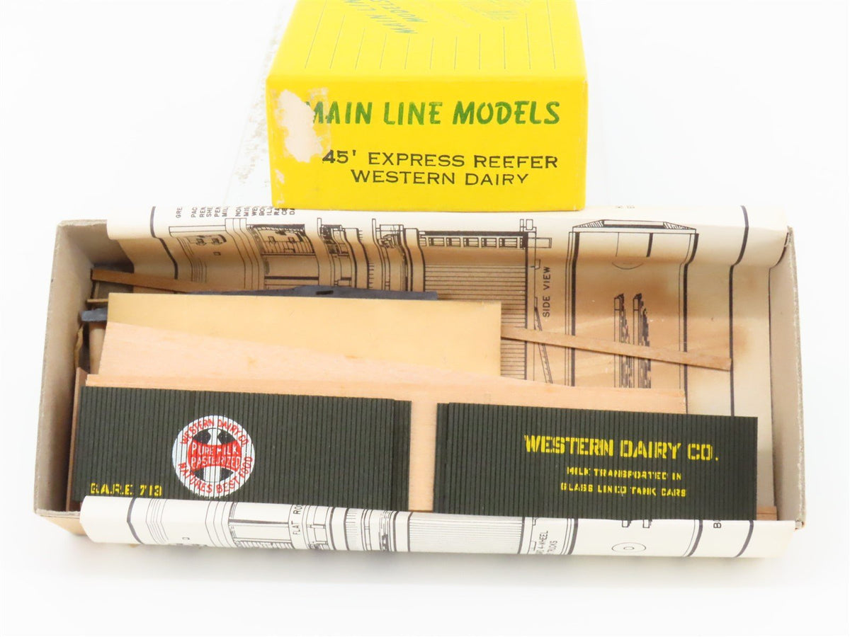 HO Scale Main Line Models Wood Kit GARE Western Dairy 45&#39; Express Reefer #713