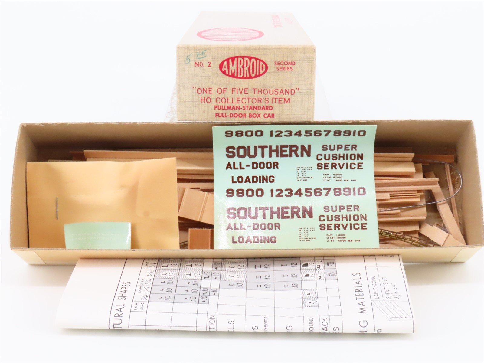 HO Scale Ambroid Wood Kit #2 Southern All-Door Pullman Box Car