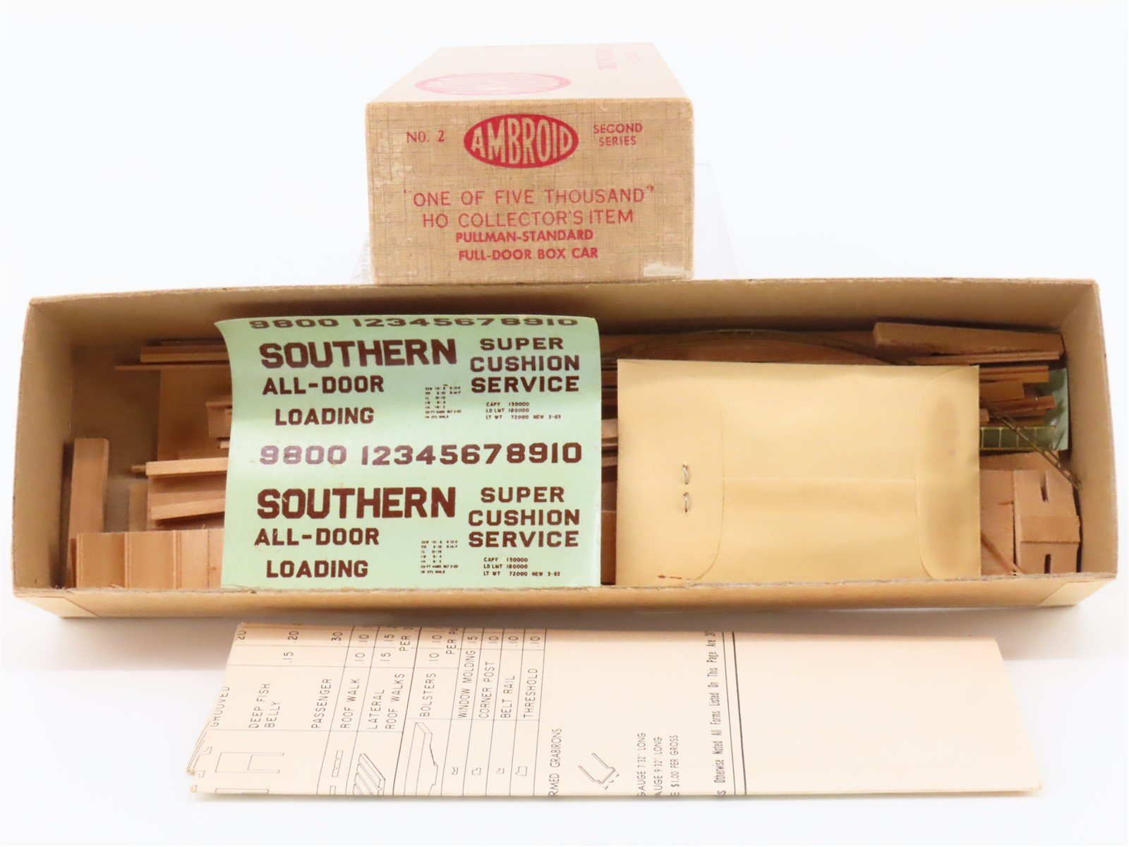 HO Scale Ambroid Wood Kit #2 Southern All-Door Pullman Box Car