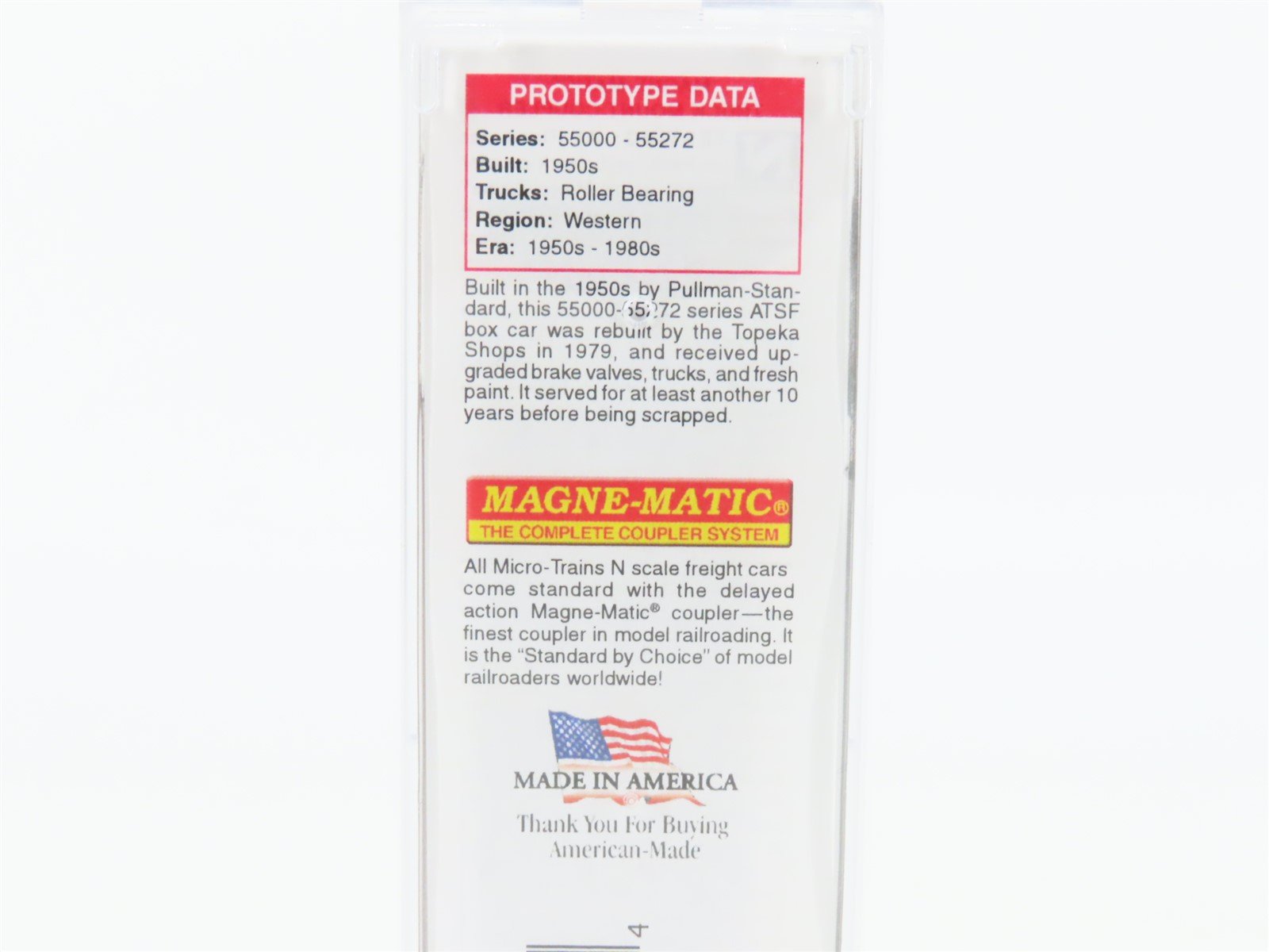 N Scale Micro-Trains MTL 18100010 ATSF Santa Fe 50' Plug Door Box Car #55147