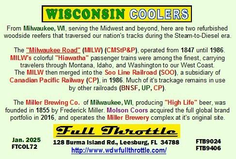 Z FULL THROTTLE FTCOL72 URTC &quot;Wisconsin Coolers&quot; 34&#39; Woodside Reefers Set #1