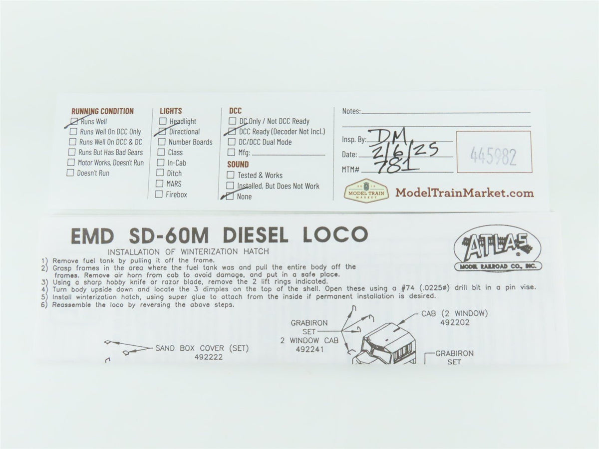 N Scale Atlas 49204 UP Union Pacific EMD SD60M Diesel #6220 - DCC Ready