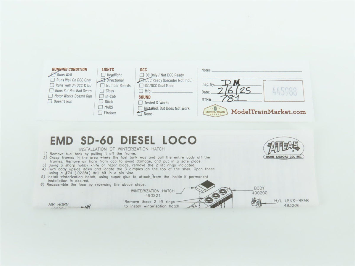 N Scale Atlas 49026 UP Union Pacific EMD SD60 Diesel #6028 - DCC Ready