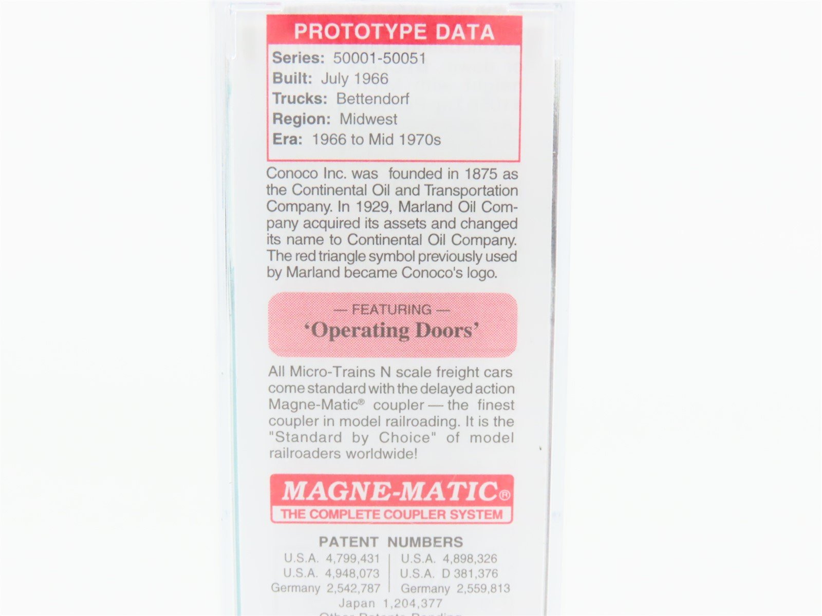 N Scale Micro-Trains MTL 07800120 CONX Conoco 50' Automobile Box Car #50004