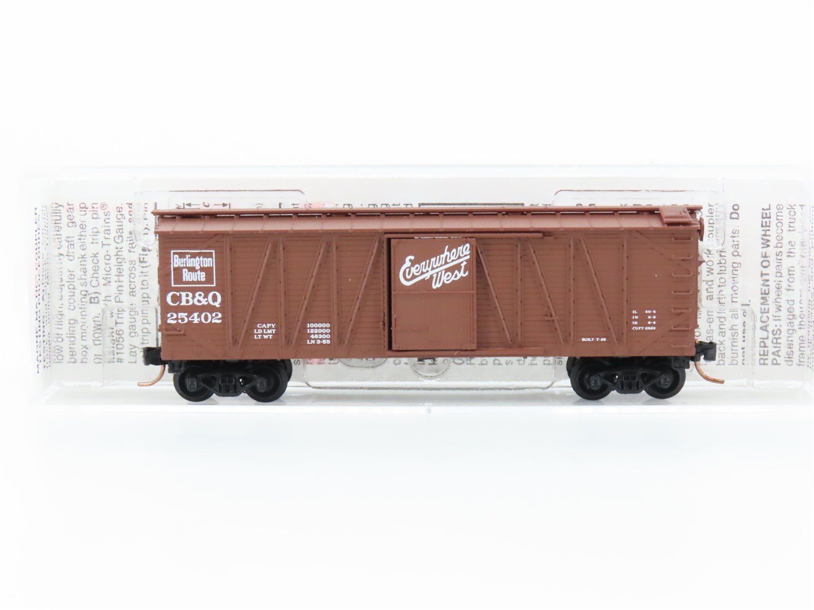 N Micro-Trains MTL 28150 CB&Q Burlington "Everywhere West" 50' Box Car #25402