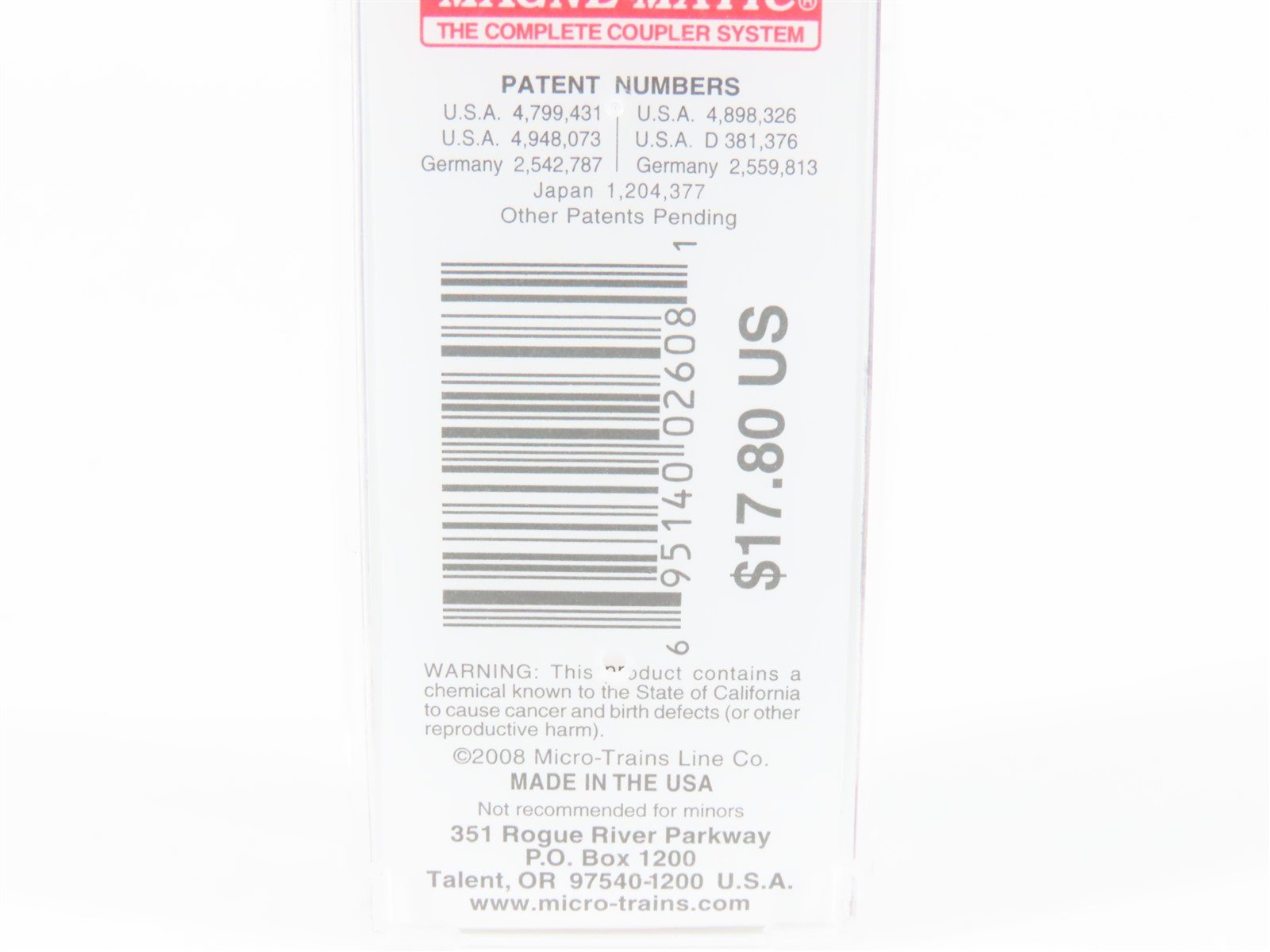 N Scale Micro-Trains MTL 02100190 LOVX American Colloid Co. 40' Box Car #990