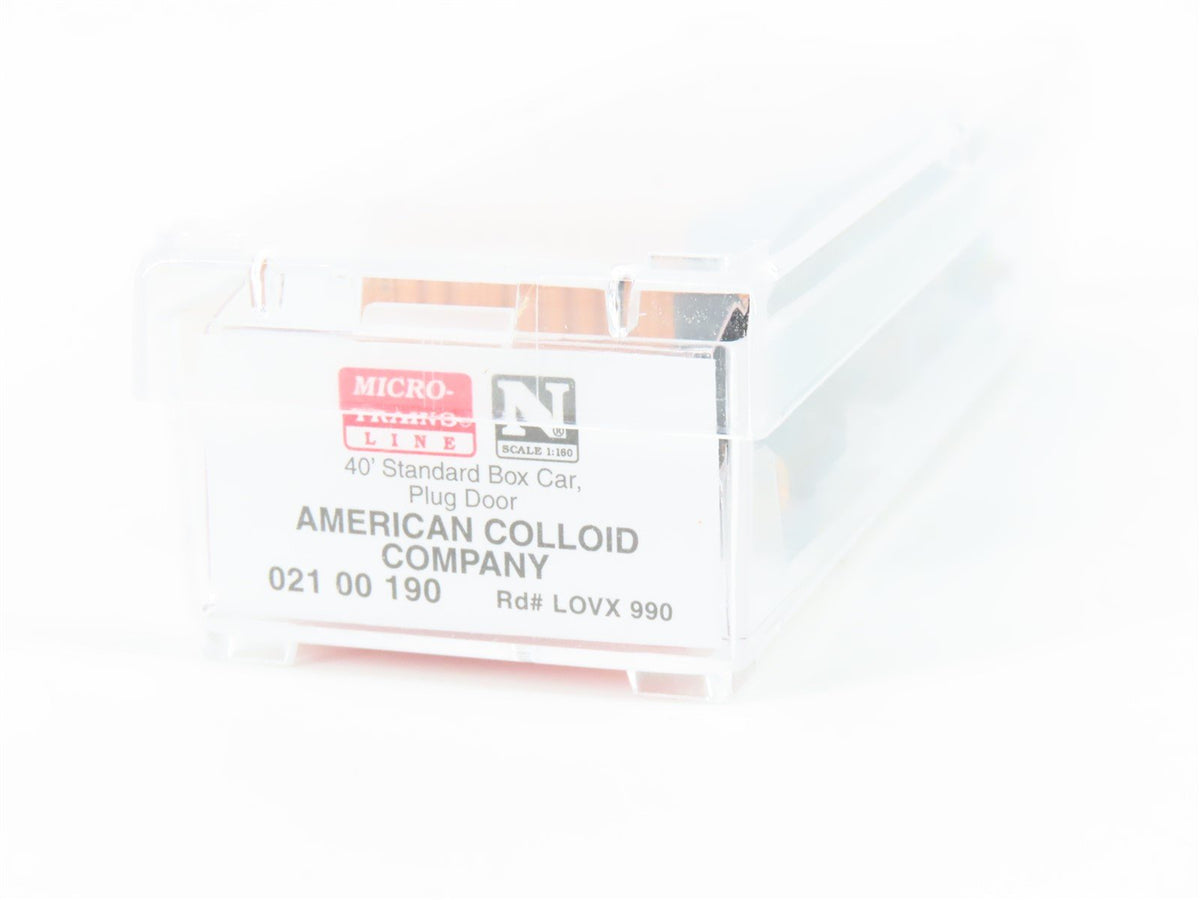 N Scale Micro-Trains MTL 02100190 LOVX American Colloid Co. 40&#39; Box Car #990