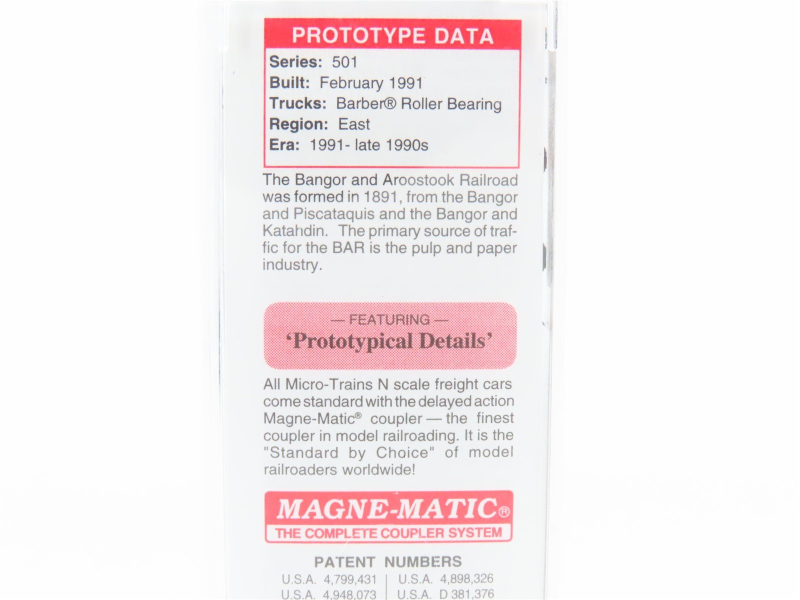 N Scale Micro-Trains MTL 03800390 BAR Bangor & Aroostook Fraser 50' Box Car #501