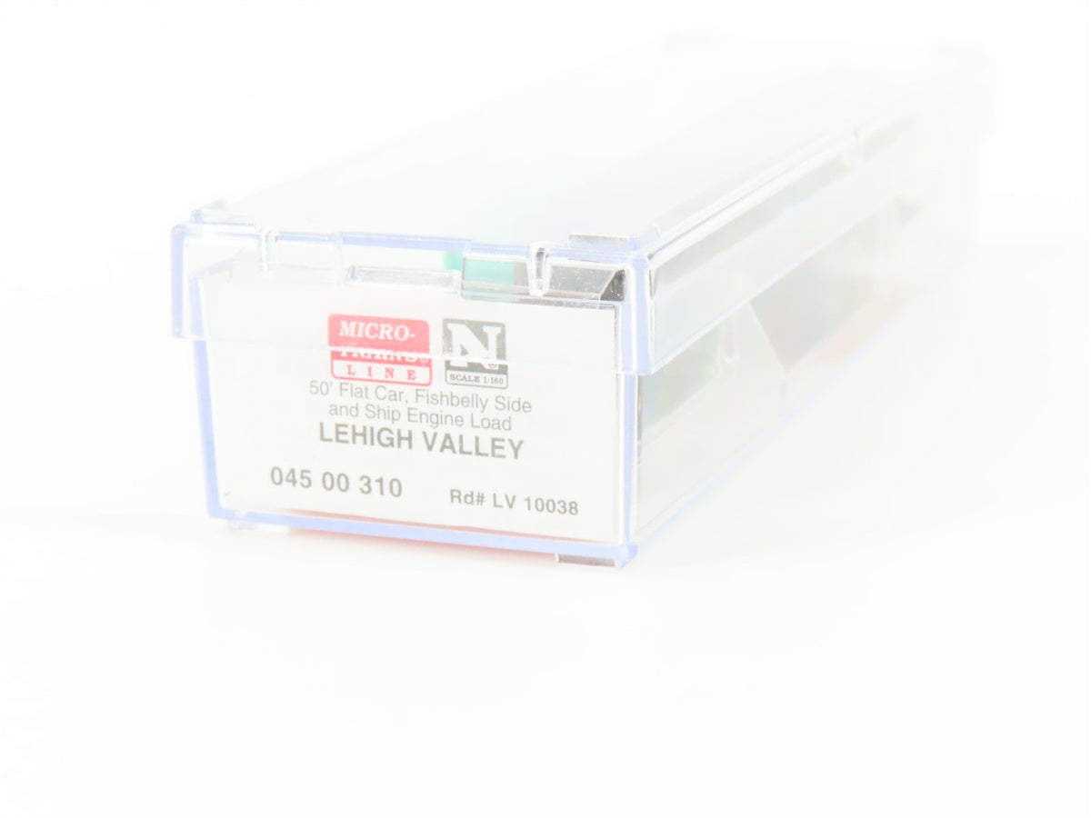 N Scale Micro-Trains MTL 04500310 LV Lehigh Valley 50&#39; Flat Car #10038 w/load