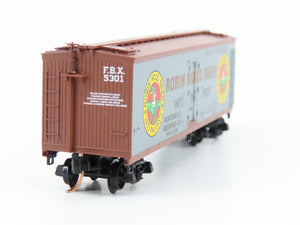 N Micro-Trains MTL 49450 FBX Robin Hood Beer Hits the Spot 40' Wood Reefer #5301