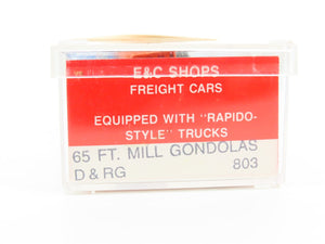 N Scale E&C Shops DD&RGW Rio Grande 65' Mill Gondola #803