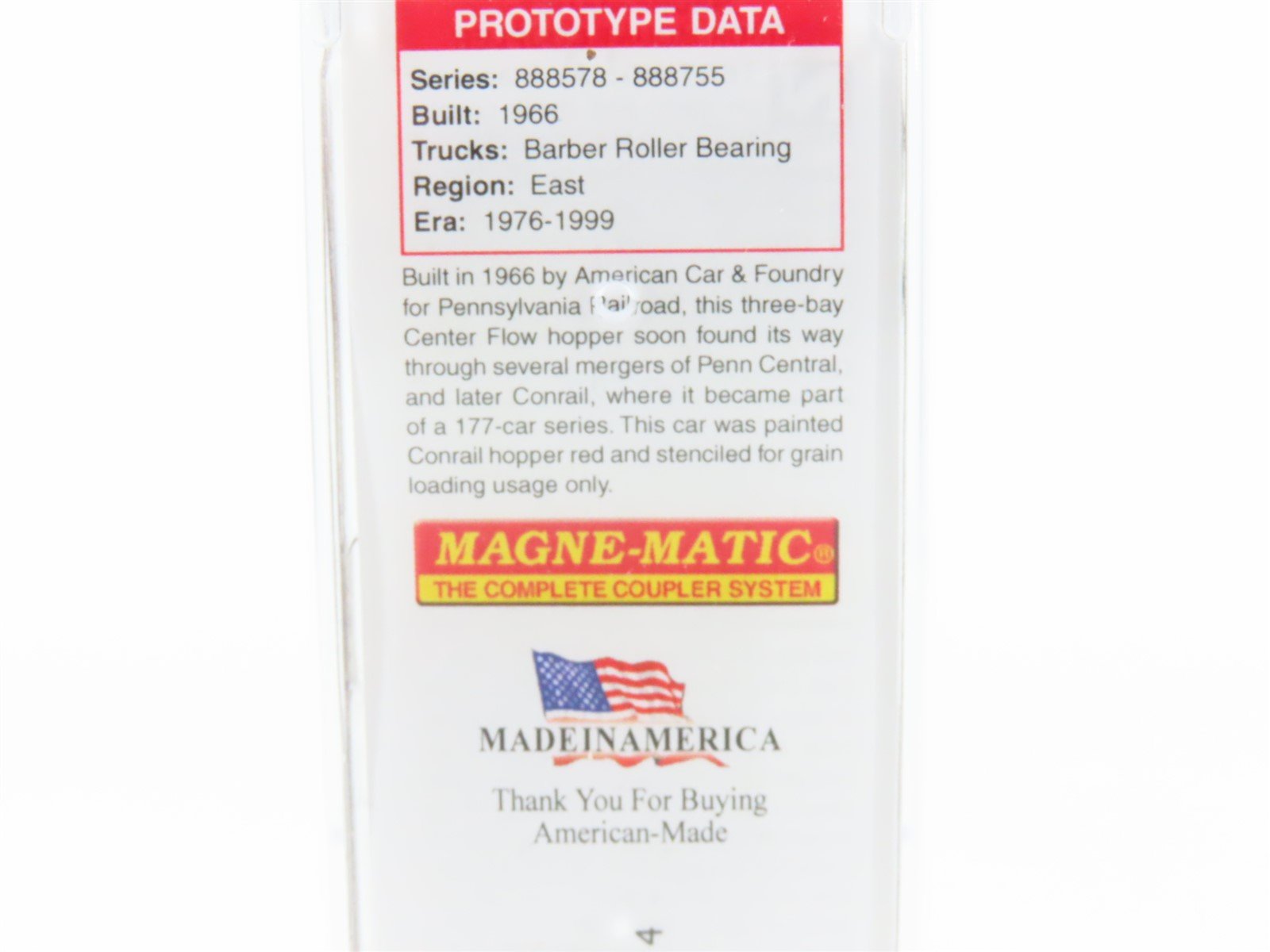 N Scale Micro-Trains MTL 09400630 CR Conrail 3-Bay Covered Hopper #888635