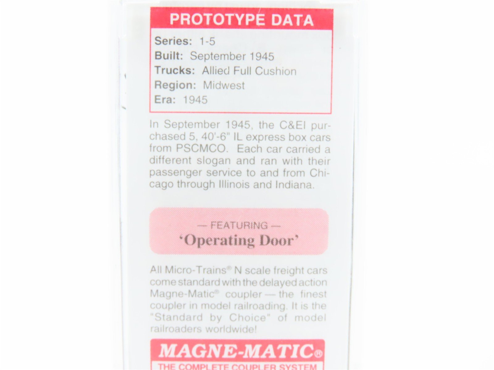 N Scale Micro-Trains MTL 02000705 C&EI Chicago Evansville East 40' Box Car #5