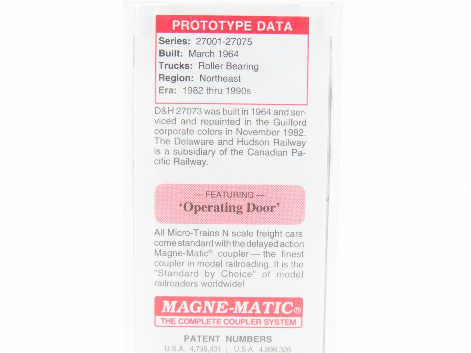 N Micro-Trains MTL 07700060 D&H Delaware & Hudson 50' Single Door Box Car #27073