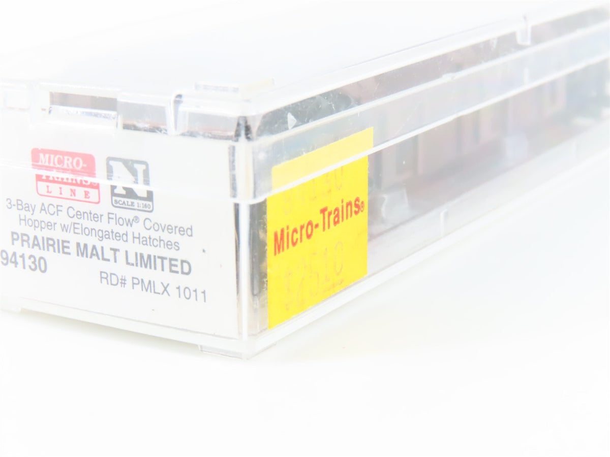 N Scale Micro-Trains MTL 94130 PMLX Prairie Malt Limited 3-Bay Hopper #1011