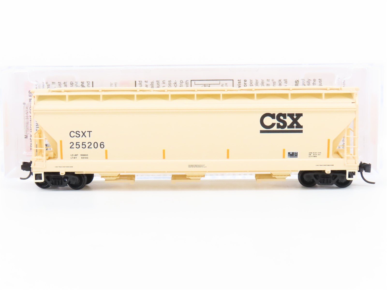 N Scale Micro-Trains MTL 09400610 CSXT 3-Bay Covered Hopper #255206